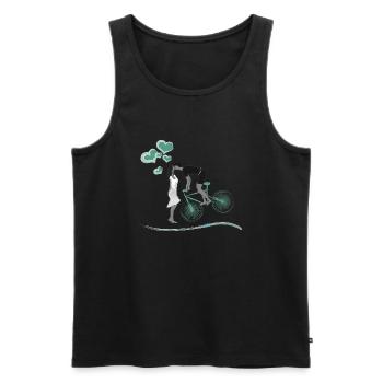 Vélo Couple Coeur Ballons L'amour ne connaît pas de limites - Débardeur bio Premium Homme - noir - Devant - AI Model Male 178 light (178cm)