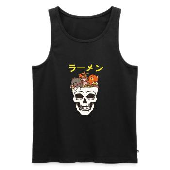 Chats japonais vintage mangeant le cerveau de nouilles Ramen - Débardeur bio Premium Homme - noir - Devant - Michal (187cm)