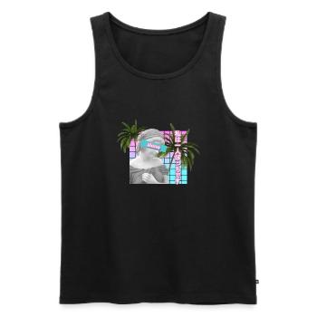 Alleine Vaporwave Statue Meme Geschenk. AntiSocial - Männer Premium Bio Tank Top - Schwarz - Vorne - AI Model Male 178 light (178cm)