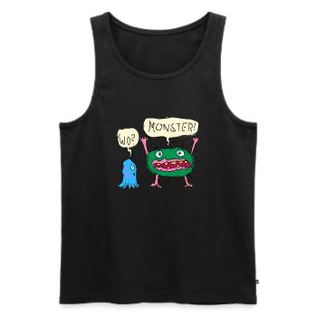 There are monsters - Men's Premium Organic Tank Top - black - Front - Michal (187cm)