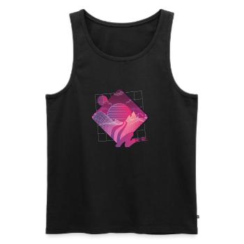 retrowave landscape - Men's Premium Organic Tank Top - black - Front - Michal (187cm)