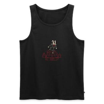 Le diable danse sur le feu - Débardeur bio Premium Homme - noir - Devant - AI Model Male 178 light (178cm)