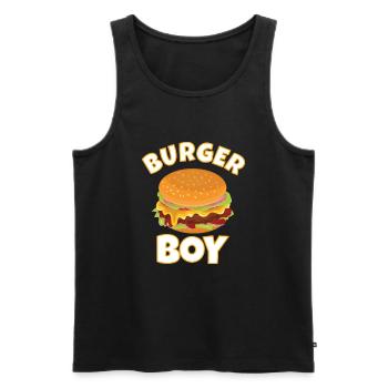 HAMBURGER / CHEESEBURGER: Burger Boy - Männer Premium Bio Tank Top - Schwarz - Vorne - Michal (187cm)