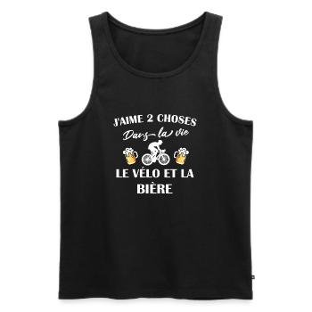 J'aime 2 choses le vélo et la bière t-shirt - Débardeur bio Premium Homme - noir - Devant - AI Model Male 178 light (178cm)