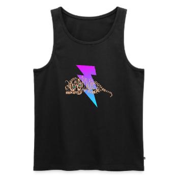 Kleiner Tiger mit Blitz - Männer Premium Bio Tank Top - Schwarz - Vorne - AI Model Male 178 light (178cm)