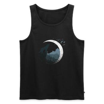 Der Wolf im Vollmond - Männer Premium Bio Tank Top - Schwarz - Vorne - AI Model Male 178 light (178cm)