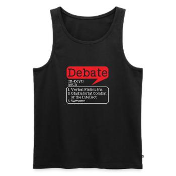 Debate - Men's Premium Organic Tank Top - black - Front - AI Model Male 178 light (178cm)
