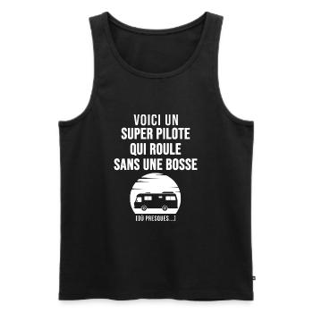 Camping cadeau papa papy camping car - Débardeur bio Premium Homme - noir - Devant - Michal (187cm)