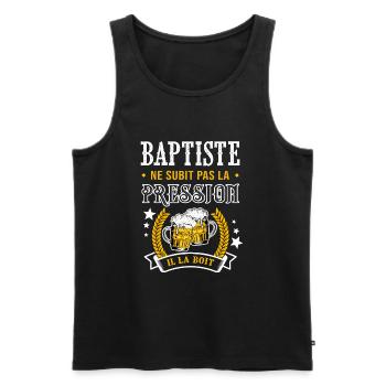 Baptiste bière cadeau baptiste fêtes - Débardeur bio Premium Homme - noir - Devant - Michal (187cm)
