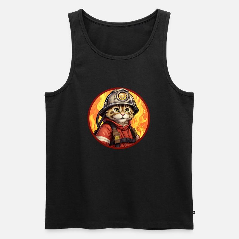 Chat pompier - Débardeur bio Premium Homme - noir