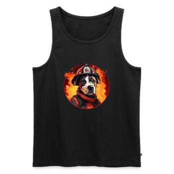 Pompiers canins - Débardeur bio Premium Homme - noir - Devant - AI Model Male 178 light (178cm)