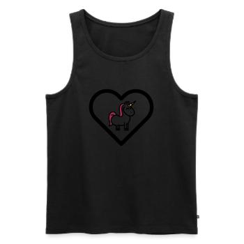 Coeur licornes licornes filles enfants mignons contes de fées - Débardeur bio Premium Homme - noir - Devant - Michal (187cm)