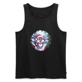 Noël chat - Débardeur bio Premium Homme - noir - Devant - Michal (187cm)