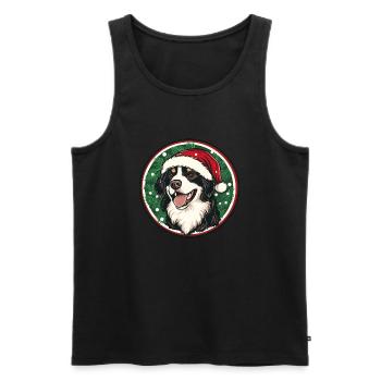 Chien Père Noël - Débardeur bio Premium Homme - noir - Devant - AI Model Male 178 light (178cm)