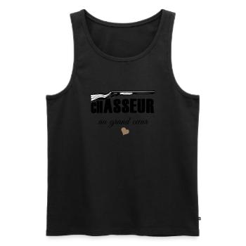 Chasseur au grand cœur - Débardeur bio Premium Homme - noir - Devant - AI Model Male 178 light (178cm)