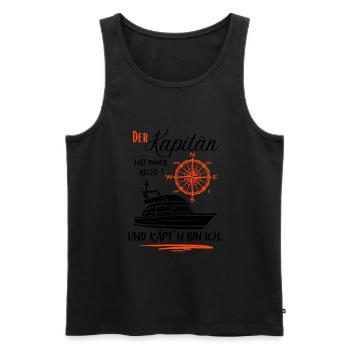 Kapitän Geschenk / Der Kapitän hat immer recht ... - Männer Premium Bio Tank Top - Schwarz - Vorne - Michal (187cm)