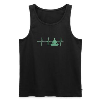 Herzschlag Meditation Silhouette - Männer Premium Bio Tank Top - Schwarz - Vorne - Michal (187cm)