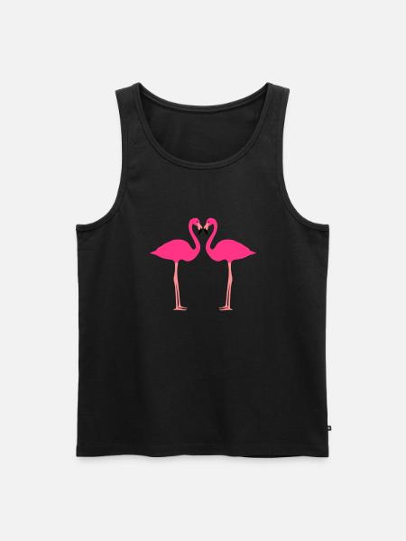 Flamingos, Flamingo Herz - Männer Premium Bio Tank Top - Schwarz