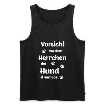 Vorsicht vor dem Herrchen der Hund ist harmlos - Männer Premium Bio Tank Top - Schwarz - Vorne - Michal (187cm)
