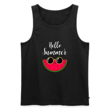 Hallo Sommerwassermelone - Männer Premium Bio Tank Top - Schwarz - Vorne - AI Model Male 178 light (178cm)