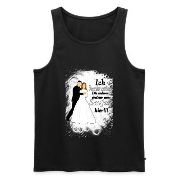 Ich heirate die anderen sind nur zum Saufen hier - Männer Premium Bio Tank Top - Schwarz - Vorne - Michal (187cm)
