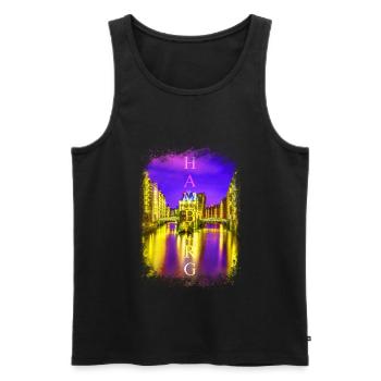 Hamburg St Pauli Reeperbahn Rotlichtviertel - Männer Premium Bio Tank Top - Schwarz - Vorne - AI Model Male 178 light (178cm)