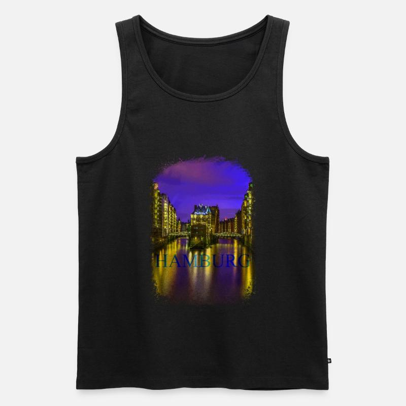 Hamburger Hafen - Männer Premium Bio Tank Top - Schwarz