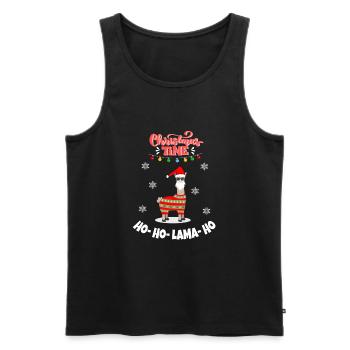 Lama Christmas Weihnachten - Männer Premium Bio Tank Top - Schwarz - Vorne - Michal (187cm)