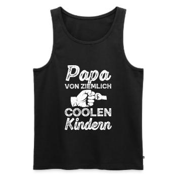 Papa von ziemlich Coolen Kindern Spruch - Männer Premium Bio Tank Top - Schwarz - Vorne - Michal (187cm)
