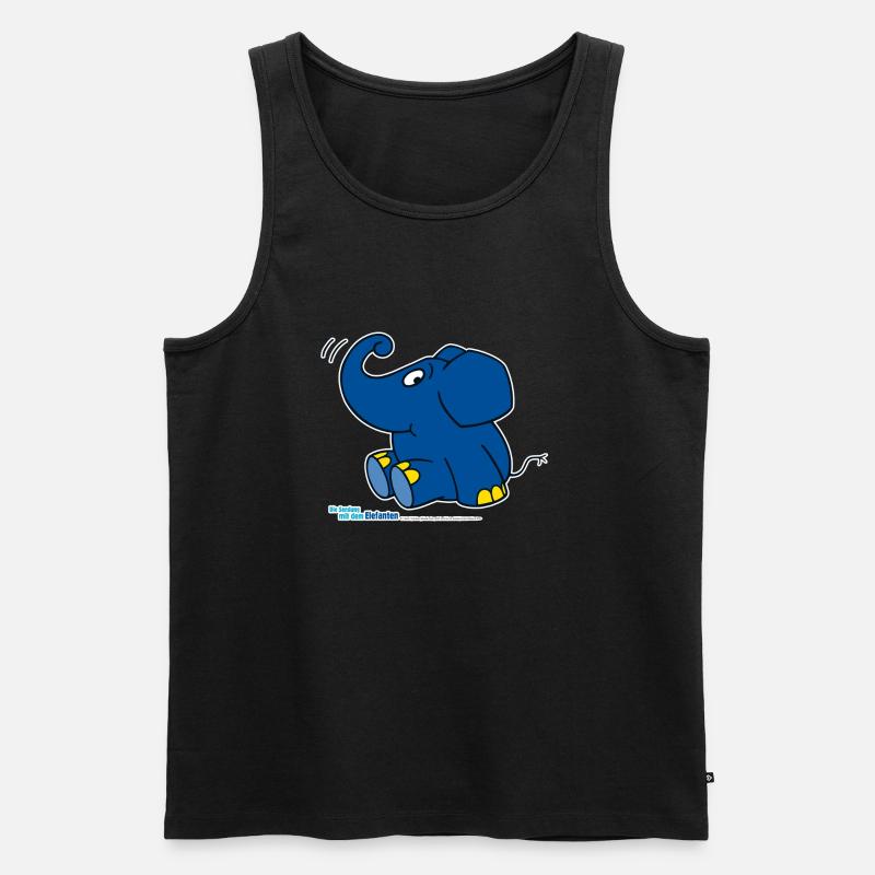 Der Elefant - sitzend - Männer Premium Bio Tank Top - Schwarz