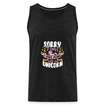 Sorry I Can not Plan With My Unicorn - Men's Premium Organic Tank Top - charcoal grey - Front - Alexander (188cm)