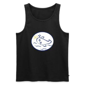 MEJUNIE DESIGN Whale Baby Joy - Men's Premium Organic Tank Top - black - Front - AI Model Male 178 light (178cm)