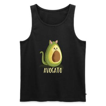 Cool funny vegan vegetarian Avocado cat present - Männer Premium Bio Tank Top - Schwarz - Vorne - AI Model Male 178 light (178cm)