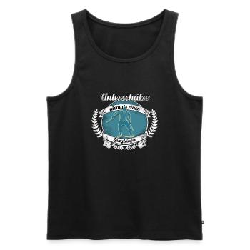 Unterschätze niemals einen Langläufer - Männer Premium Bio Tank Top - Schwarz - Vorne - AI Model Male 178 light (178cm)