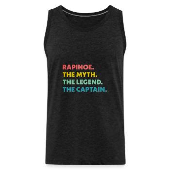 Rapinoe The Myth The Legend The Captain - Men's Premium Organic Tank Top - charcoal grey - Front - Alexander (188cm)