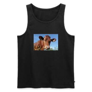 Kuh - Männer Premium Bio Tank Top - Schwarz - Vorne - Michal (187cm)