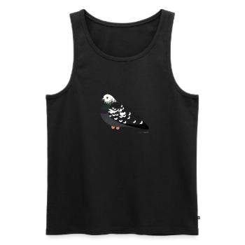"Teddy" Die Stadttaube mit weißen Kopf - Männer Premium Bio Tank Top - Schwarz - Vorne - Michal (187cm)