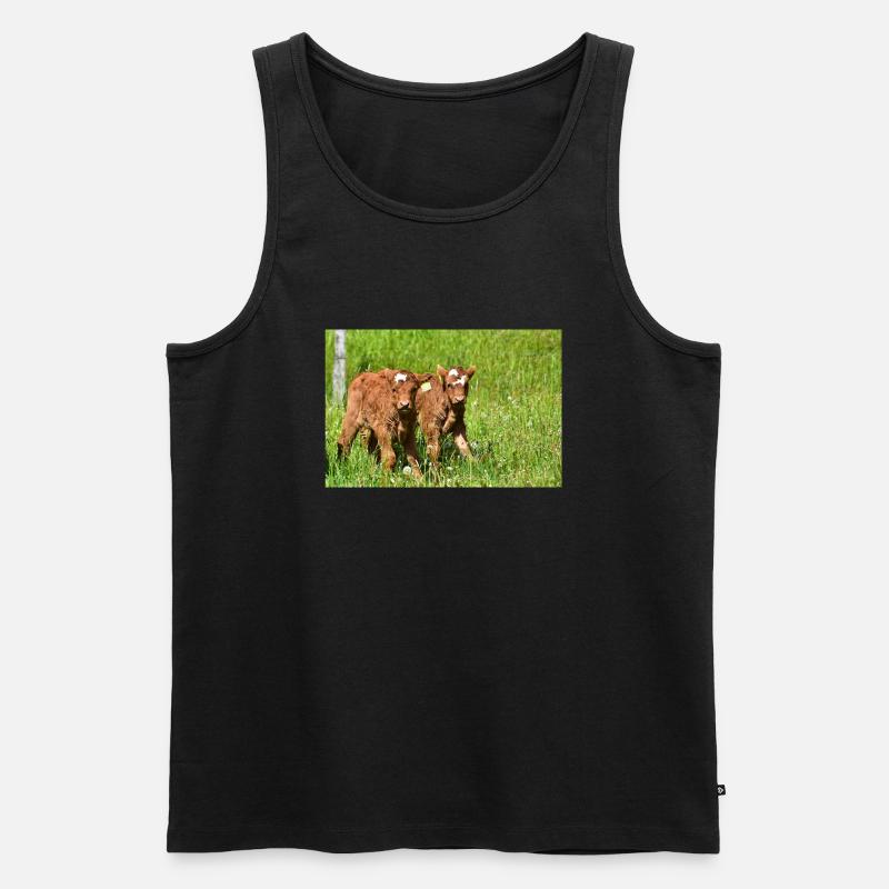 Kälber auf Eifeler Wiesen - Männer Premium Bio Tank Top - Schwarz