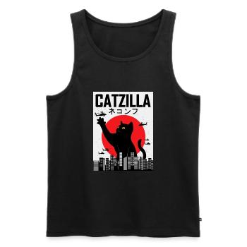 CATZILLA chat chat minou japon cadeau vintage - Débardeur bio Premium Homme - noir - Devant - AI Model Male 178 light (178cm)