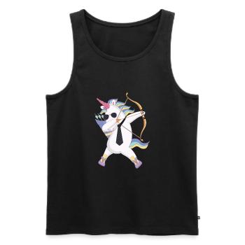 Dabbing unicorn with bow and arrow gift - Men's Premium Organic Tank Top - black - Front - AI Model Male 178 light (178cm)