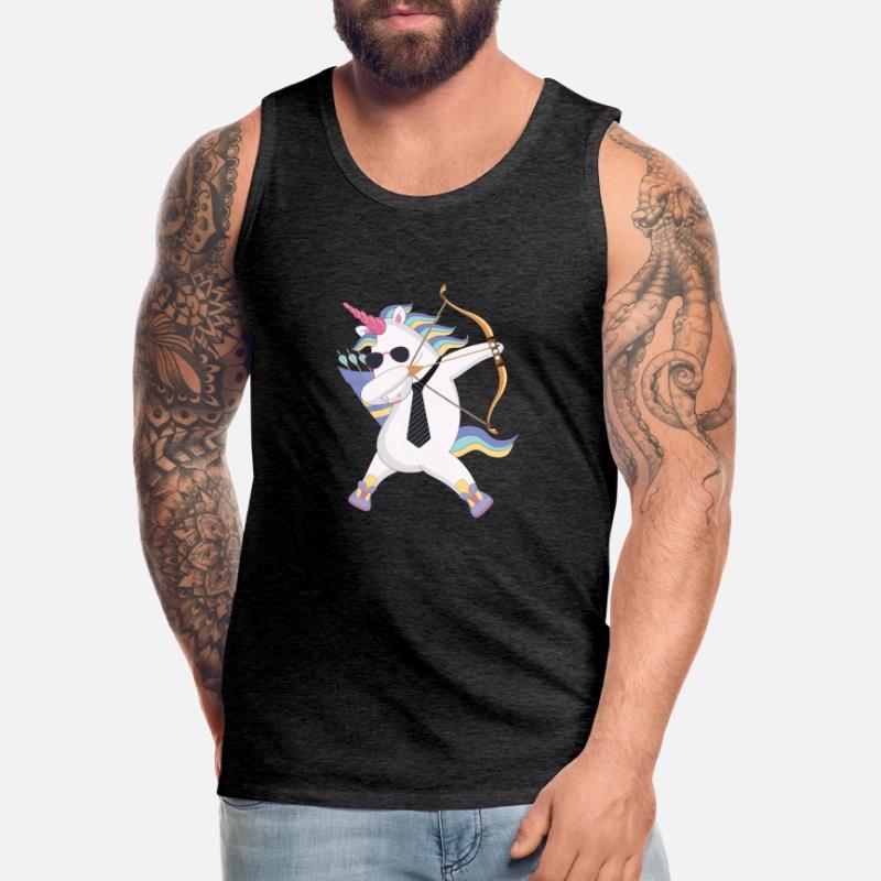 Dabbing Unicorn mit Pfeil und Bogen Geschenk Männer Premium Bio Tank Top