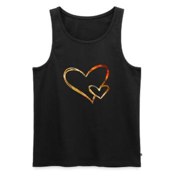 Coeur or rouge graphique amour amour - Débardeur bio Premium Homme - noir - Devant - Michal (187cm)