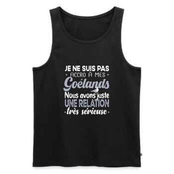 Goéland mouette. Cadeau t-shirt humour animal mer - Débardeur bio Premium Homme - noir - Devant - AI Model Male 178 light (178cm)