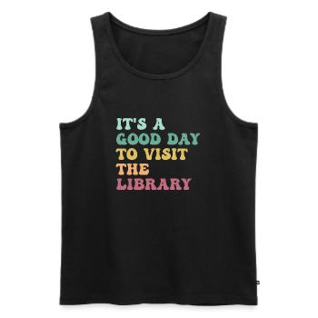 Es ist ein guter Tag, um die Bibliothek zu besuchen Bücherliebhaber - Männer Premium Bio Tank Top - Schwarz - Vorne - AI Model Male 178 light (178cm)