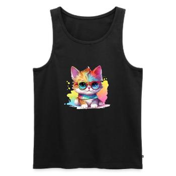 Cadeau mignon pour les fans de bébé chat pour enfants et chats - Débardeur bio Premium Homme - noir - Devant - AI Model Male 178 light (178cm)