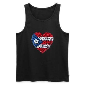 Puerto Rico Flowers Heart - Men's Premium Organic Tank Top - black - Front - Michal (187cm)