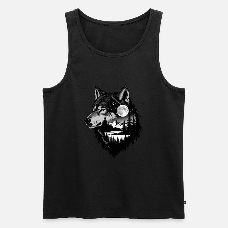 Schwarzer Wolf Wolfportrait. Wolfdesign - Männer Premium Bio Tank Top - undefined