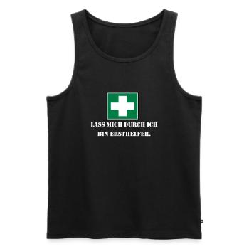 Lass mich durch ich bin Ersthelfer (weiß) - Männer Premium Bio Tank Top - Schwarz - Vorne - Michal (187cm)
