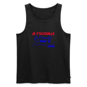 T shirt je t'écouille je t'écoute - Débardeur bio Premium Homme - noir - Devant - Michal (187cm)