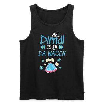 Dirndl Tracht | Mei Dirndl is in da - Männer Premium Bio Tank Top - Schwarz - Vorne - AI Model Male 178 light (178cm)
